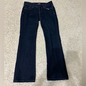 USED Ann Taylor Loft low-rise curvy boot dark wash jeans - SIZE 0P